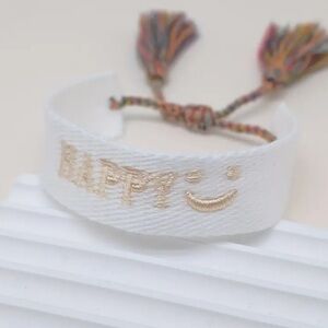 NEW| Happy White Embroidered Boho Tassel Design Bracelet
